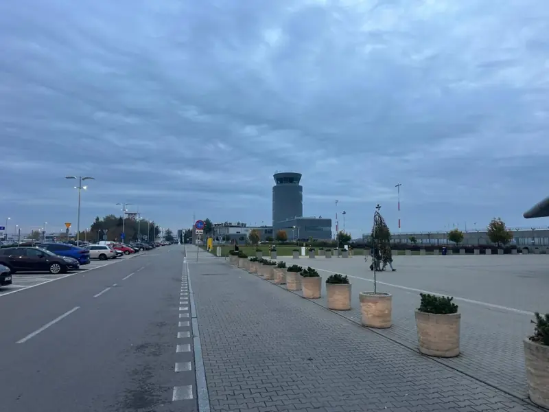 Access road and control tower at Jasionka airport